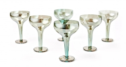 Baltic Green/Grey Iridescent Champagne Coupe - Set of 6